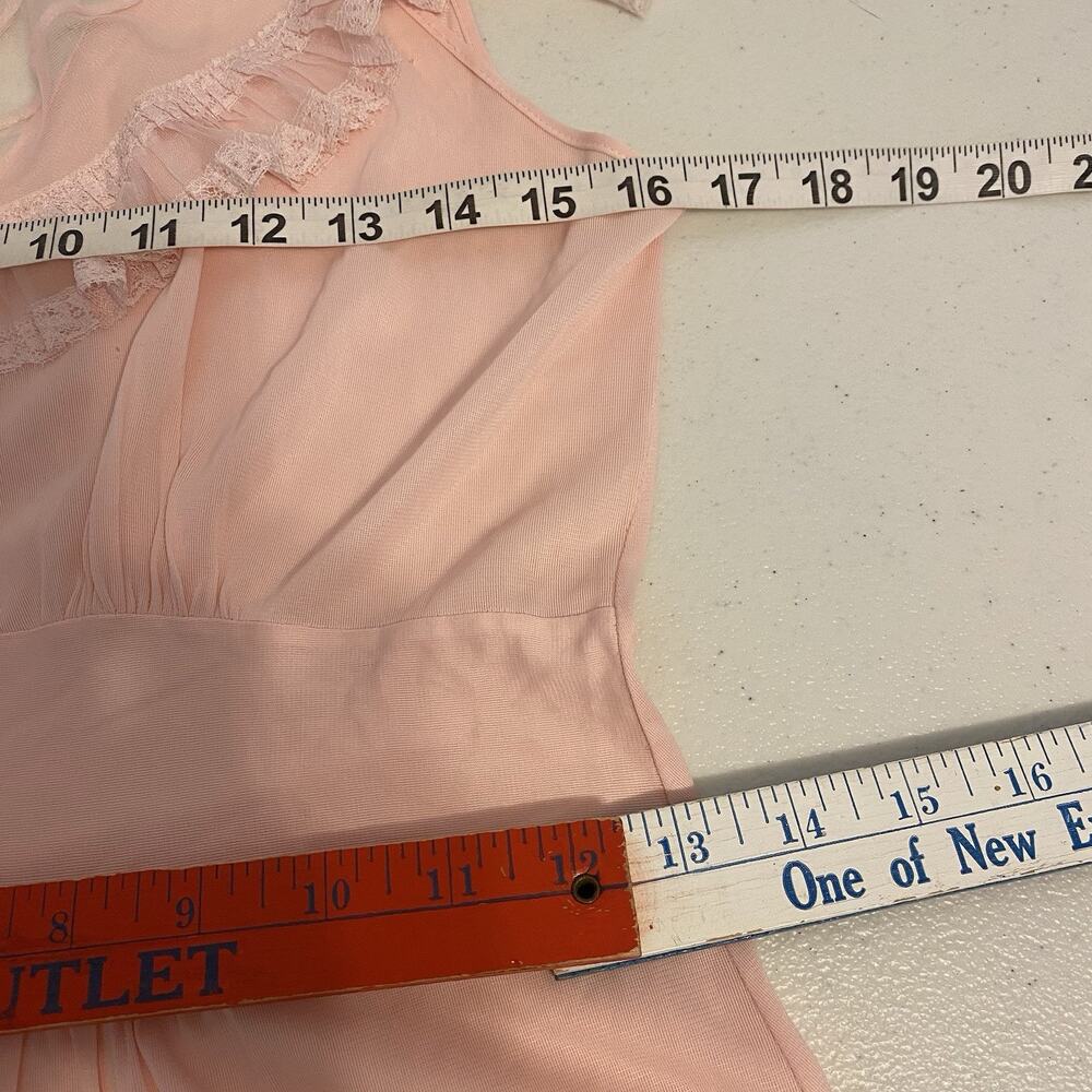Vintage Pink Nightgown PEIGNOIR Robe SlipDress SHEER BABYDOLL Fairy Core XS/S - Picture 6 of 11